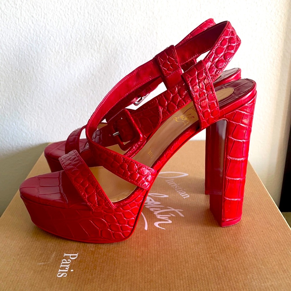 ONE HOUR SALE!! Christian Louboutin Red Snakeskin platform sandals